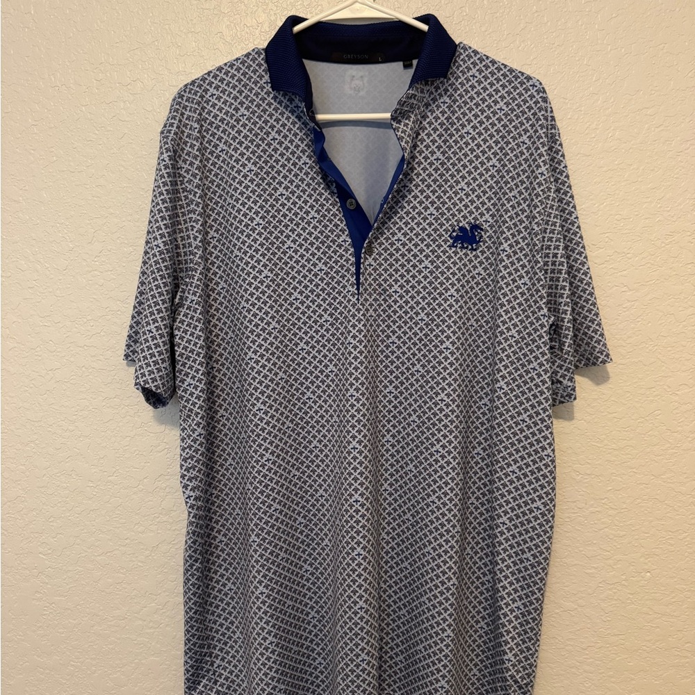 Men's Greyson Blue Patterned Polo